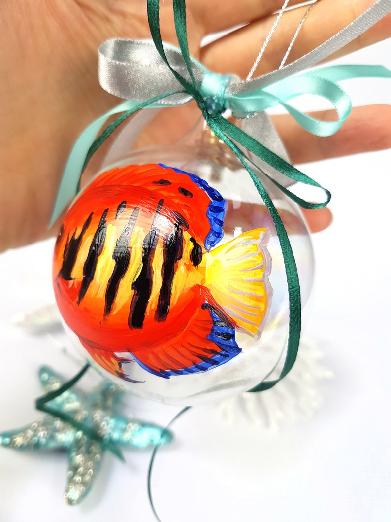 Tropical Fish Painted on Glass Ornament for Aquarium Enthusiasts ...