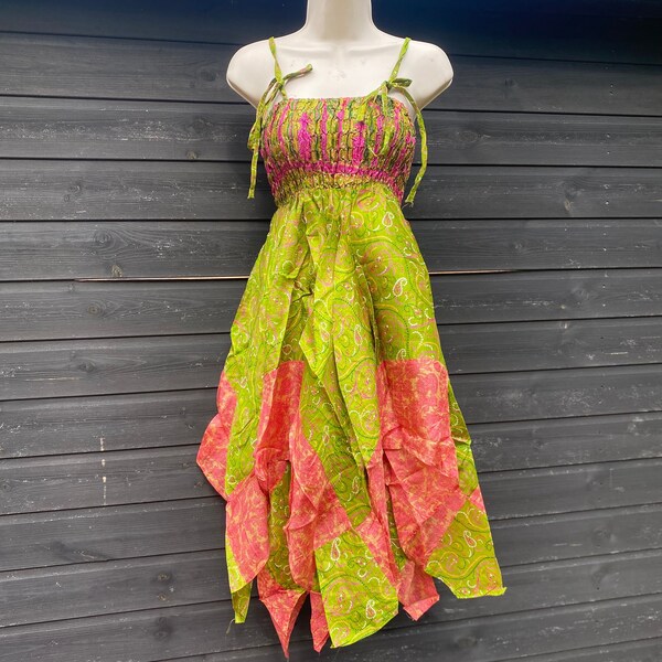 Upcycled Sari Smocked Fairy Dress #47 main image 1