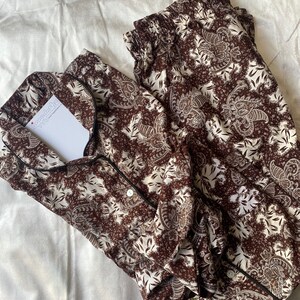 Vintage Sari Pyjamas Medium Luxury Loungewear Chocolate Paisley