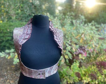 Sari Silk Underbust Corset Top: Steampunk Burlesque Bodice (XXXL