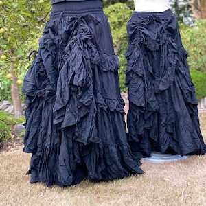 Tatiana 25 Yard Maxi Black Peasant Skirt Dance Skirt Pirate Bellydance Cottagecore Saloon Girl 2 sizes