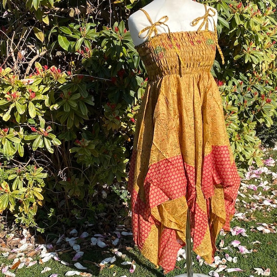 fairy hem dress Vintage Beaded Midi Fairy Dress With Sharkbite Hem In Olive-Olive / Regular  / 0 main image 0