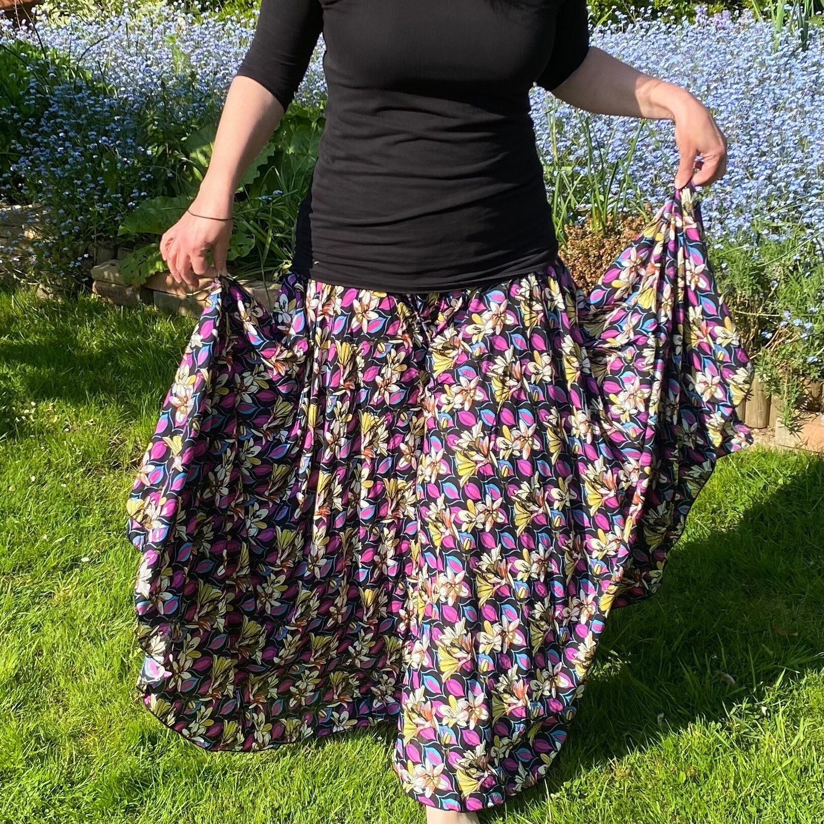 Black Floral Pants -  UK