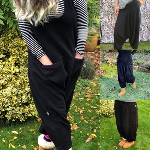 Natasha Cosy Warm Fleece Harem Pants Black Green Boho Style Yoga Pants 2 sizes Plus Size image 10
