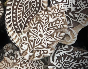 Print Block- Hand Carved Larger Wooden Flower Design. Ethically Sourced. Block Print Stamp
