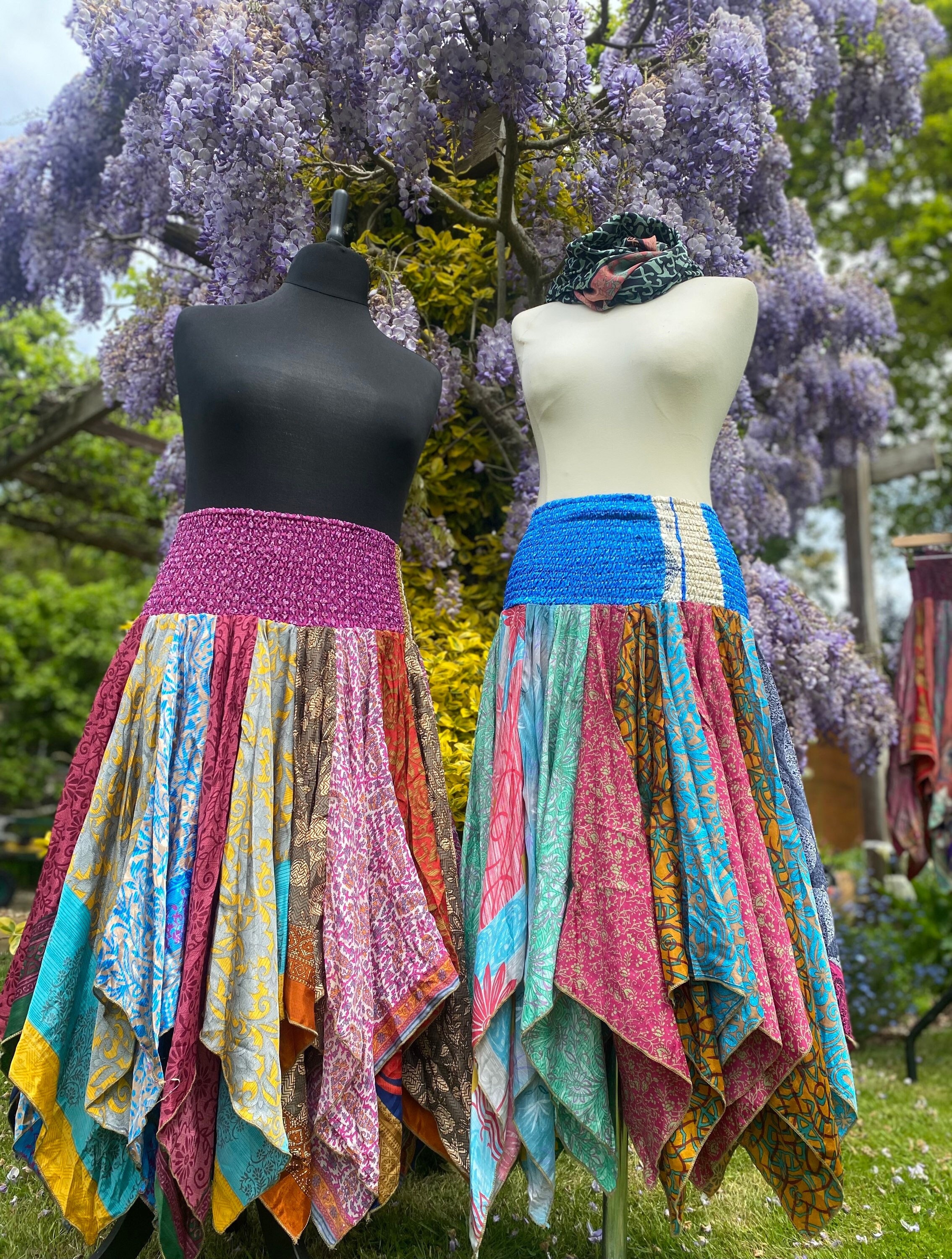 Suki Midi Scrap Skirt - Vintage Sari Patchwork Handkerchief Suki Midi Scrap Skirt - Vintage Sari Patchwork Handkerchief