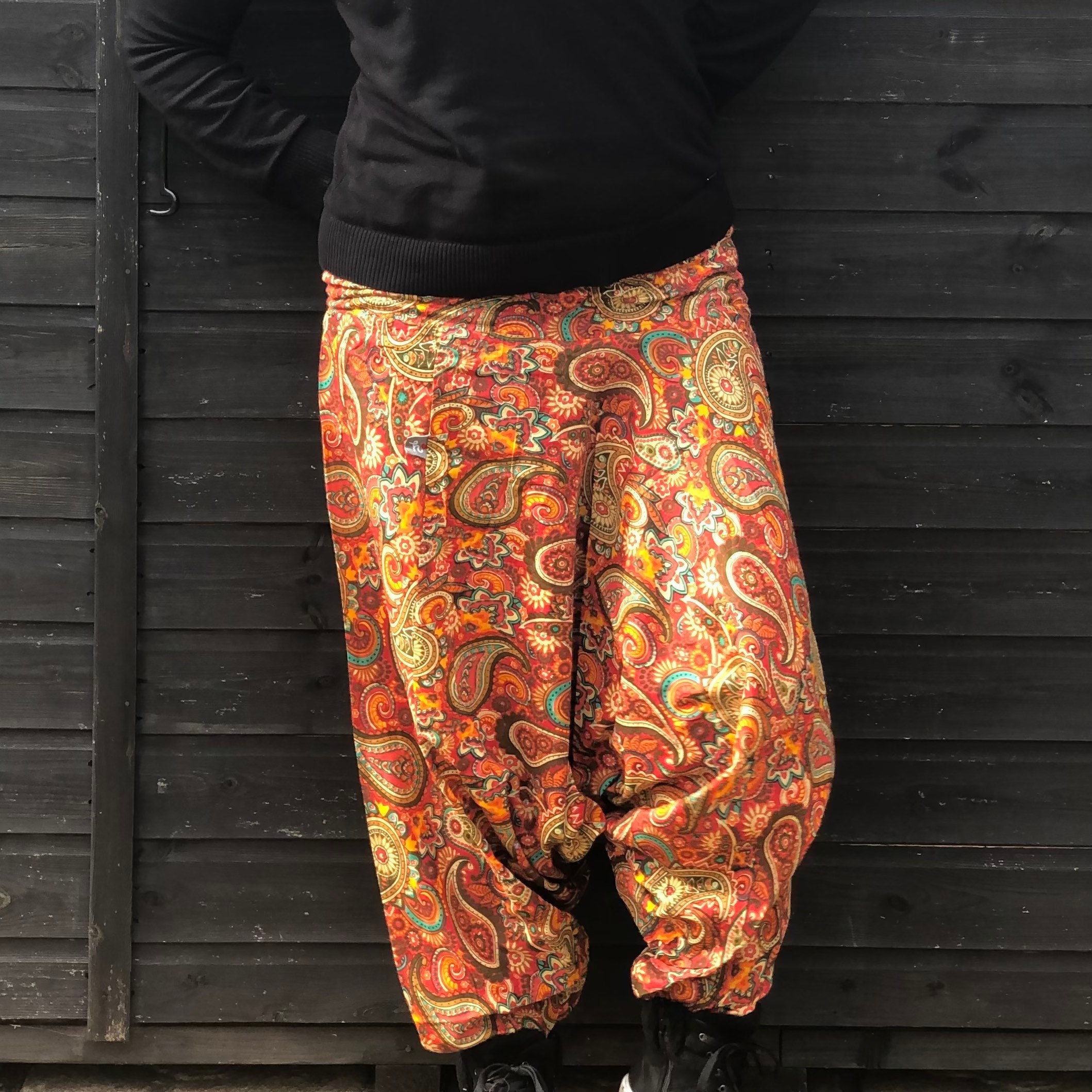 Paisley Trousers Yoga Pants Hippie Boho Style Festival Gypsy Indian Rayon  Fashion Beach Summer From Thailand Unique Gift Men Women Unisex 