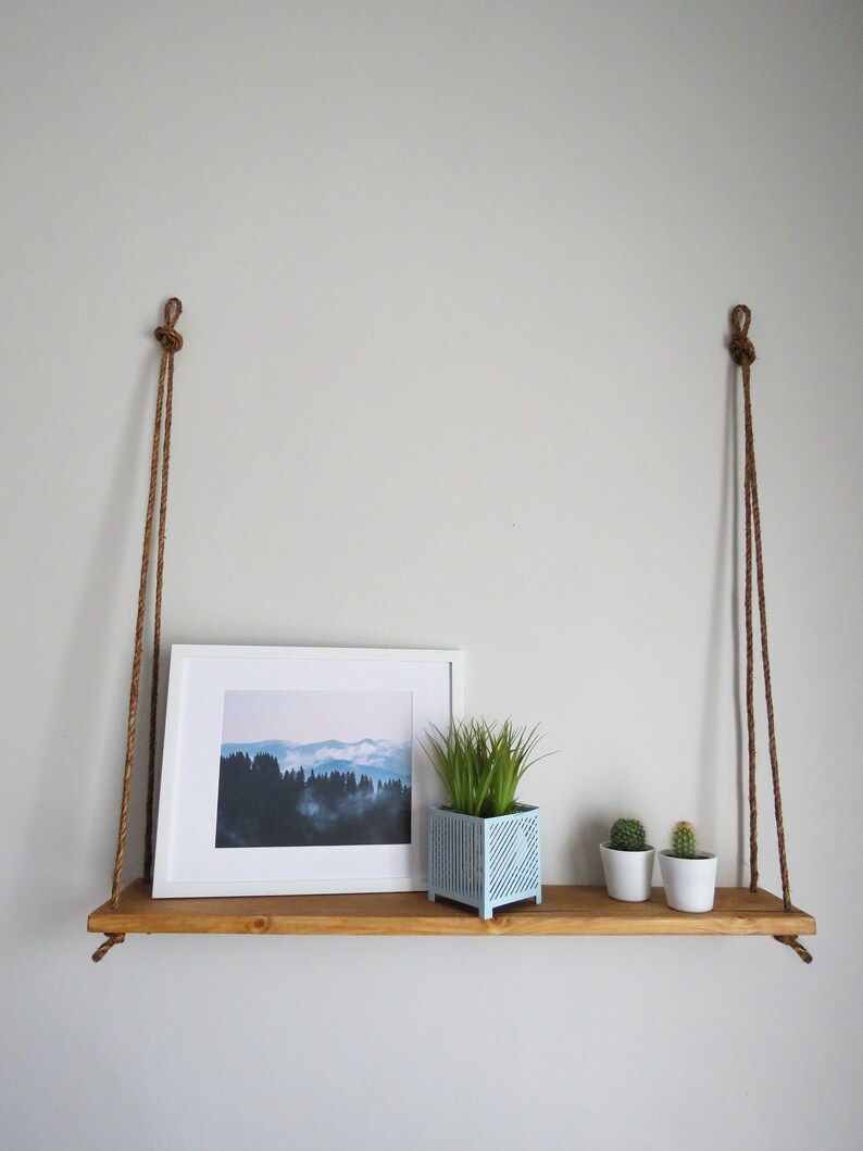 Large Hanging Rope Shelf Ceiling Shelf Knotted Rope Etsy