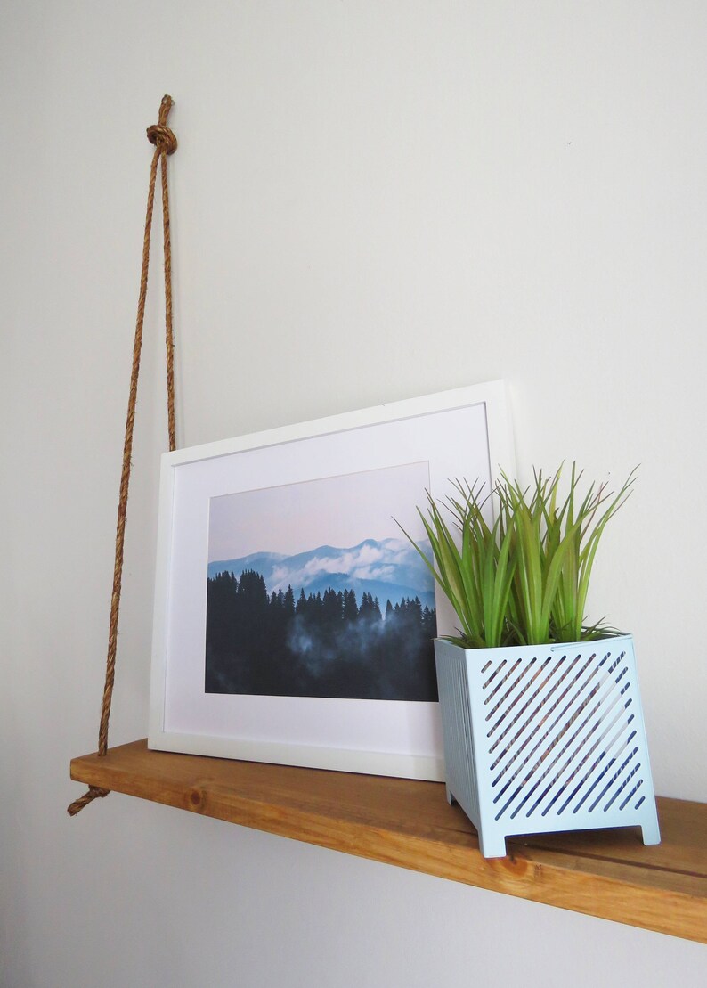 Large Hanging Rope Shelf Ceiling Shelf Knotted Rope Etsy
