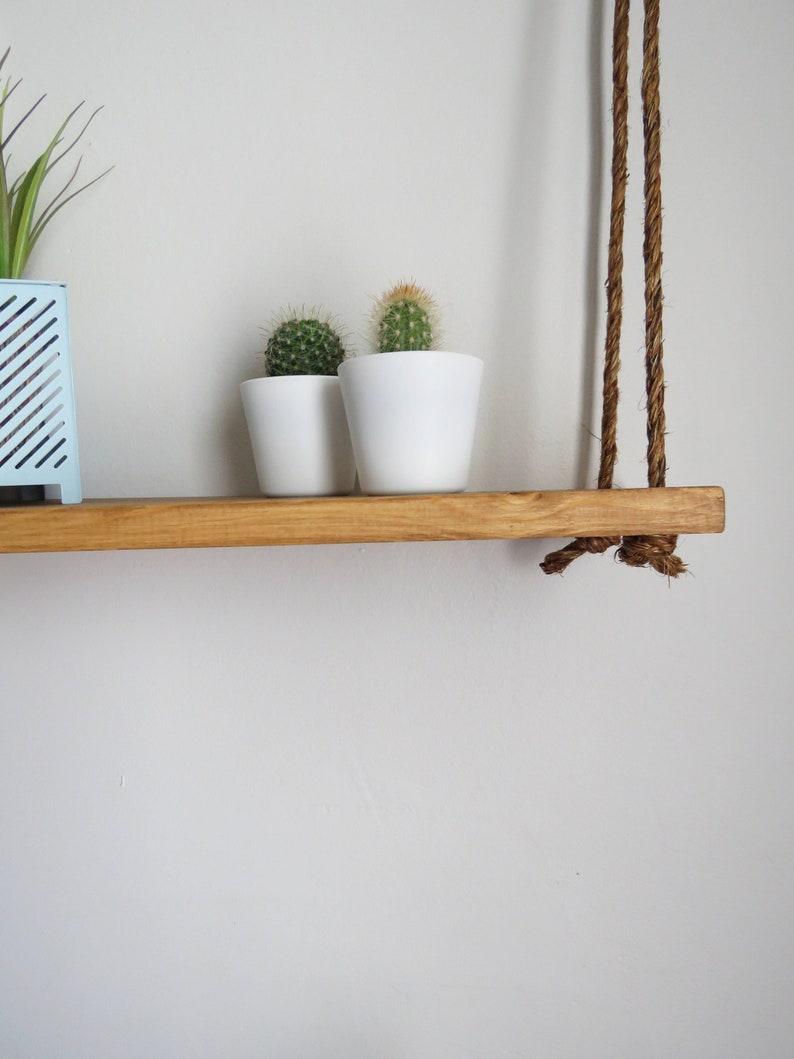 Large Hanging Rope Shelf Ceiling Shelf Knotted Rope Etsy
