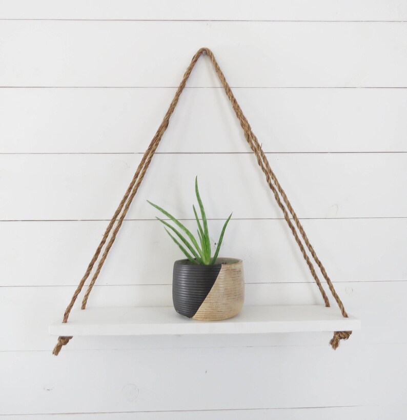 WHITE & WIDE Triangle Hanging Shelf Succulent Shelf Wall Etsy