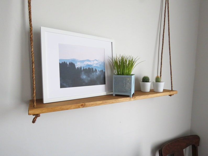 Large Hanging Rope Shelf Ceiling Shelf Knotted Rope Etsy