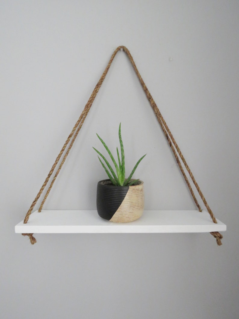 WHITE & WIDE Triangle Hanging Shelf Succulent Shelf Wall Etsy