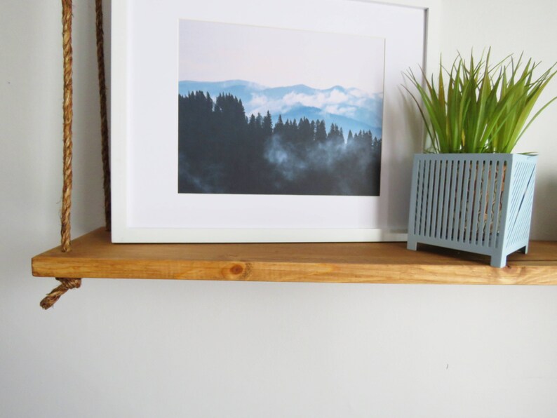 Large Hanging Rope Shelf Ceiling Shelf Knotted Rope Etsy