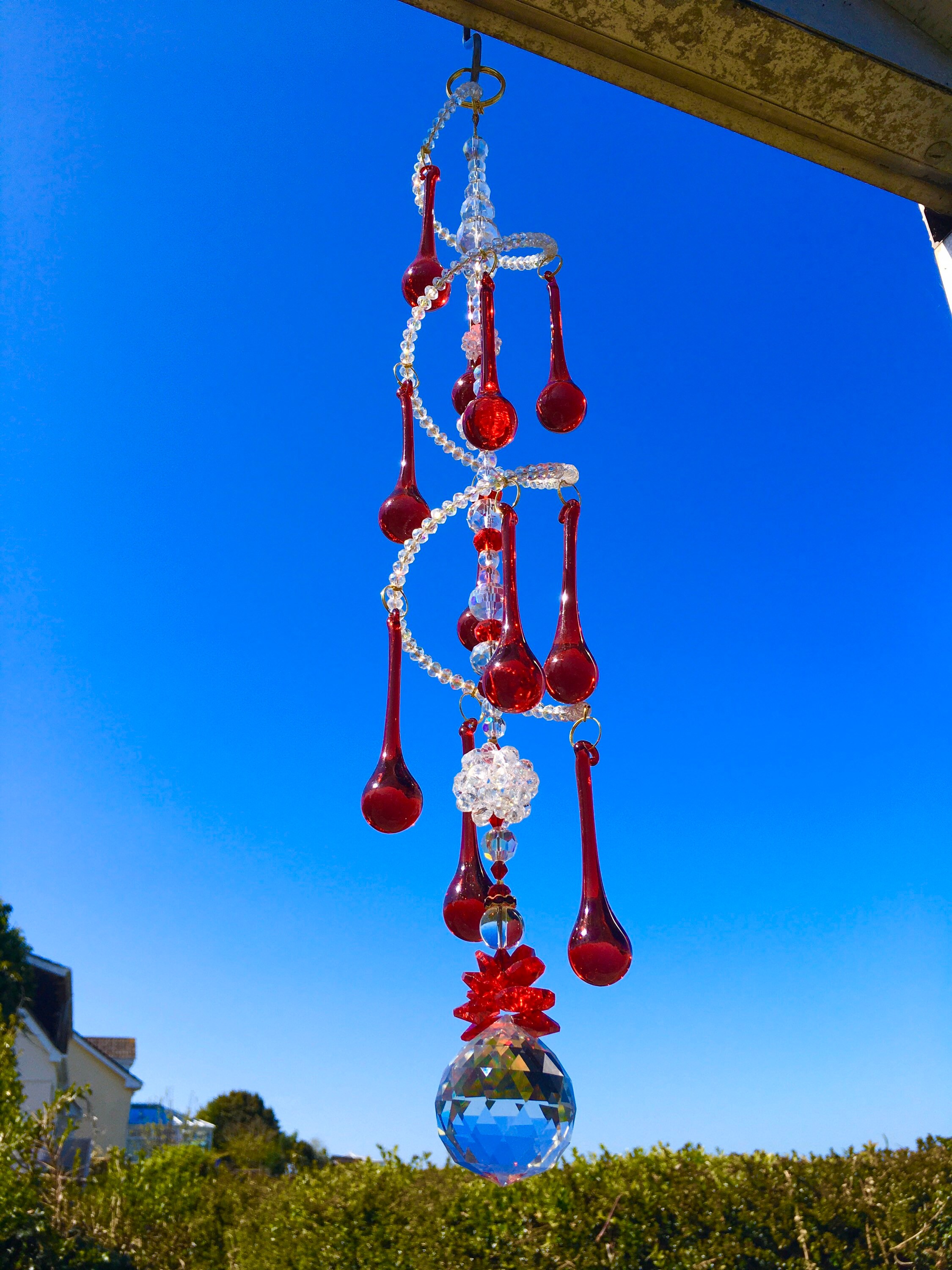 Crystal Spiral Suncatcher Rainbow Maker Red Feng Shui Etsy
