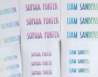 Name Labels for school supplies, Back to School Supply Water-Resistant Trendy Colorful Name Stickers
