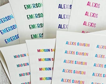 School Supply Name Label, Back to School Water-Resistant Trendy Colored Name Sticker for supplies,  books, pencils, Daycare, Preschool, Prek