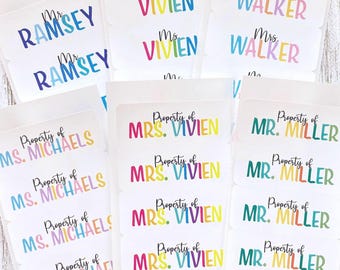 Teacher Name Labels, Teacher Name Sticker for Classroom supplies