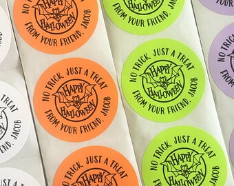 Personalized Halloween Stickers: No Trick, Just Treats - School Candy Labels
