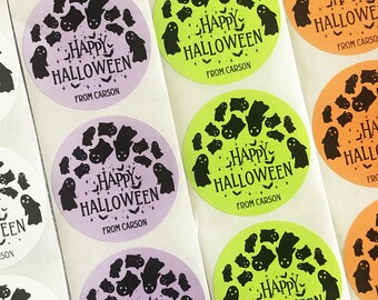 Happy Halloween sticker, Personalized Halloween Ghost Candy label & bag for School, Friend, Classroom, kids
