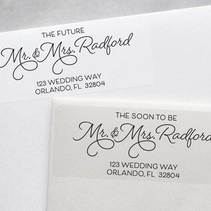 Zukünftiger Mr und Mrs Adressaufkleber, bald Mr und Mrs Antwortadressaufkleber, Elegantes hoch entwickeltes Hochzeitsadressaufkleber, personalisiertes PDF