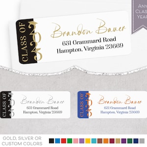 Graduation Address Label, Graduate Announcement Return Address Label, Class of 2025 Grad Party Invitation Address Sticker, Class of 2026