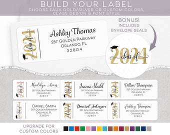 Class of 2024 Address Label, Graduation Invitation Return Address Label, Grad Announcement Address Stickers, Class of 2025 Mailing Address