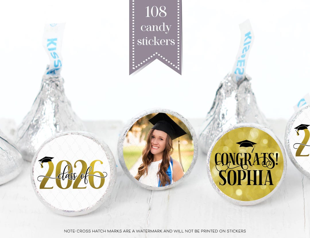 Graduation Candy Sticker, Class of 2026 Grad Photo Party Favor Candy ...