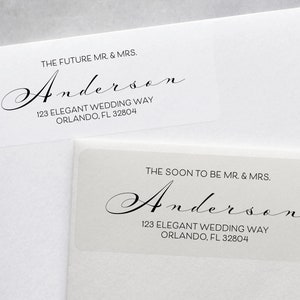 Future Mr and Mrs Address Labels, Soon to be Mr and Mrs Wedding Return Address Stickers, Just Engaged, Newly Engaged, Elegant image 1