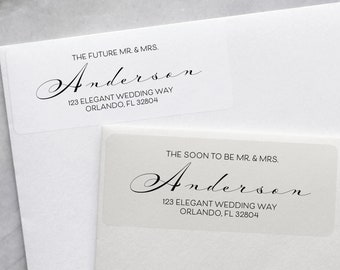 Future Mr and Mrs Address Labels, Soon to be Mr and Mrs Wedding Return Address Stickers, Just Engaged, Newly Engaged, Elegant