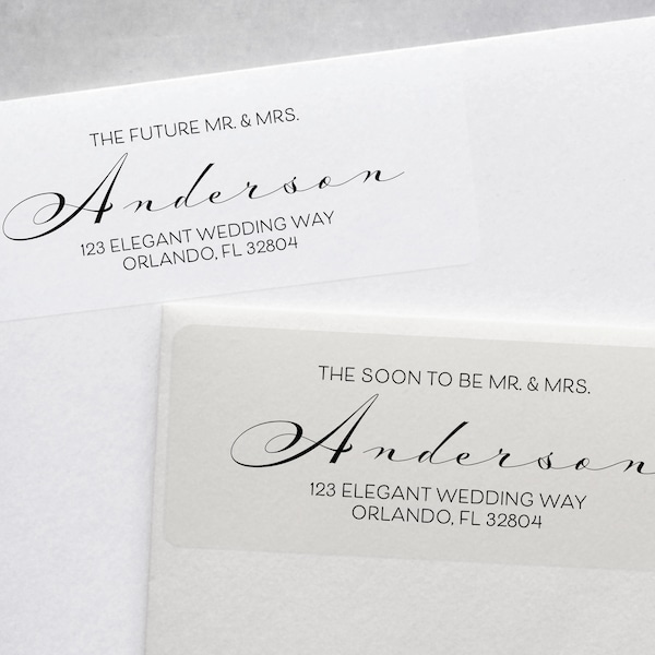 Future Mr and Mrs Address Labels, Soon to be Mr and Mrs Wedding Return Address Stickers, Just Engaged, Newly Engaged, Elegant