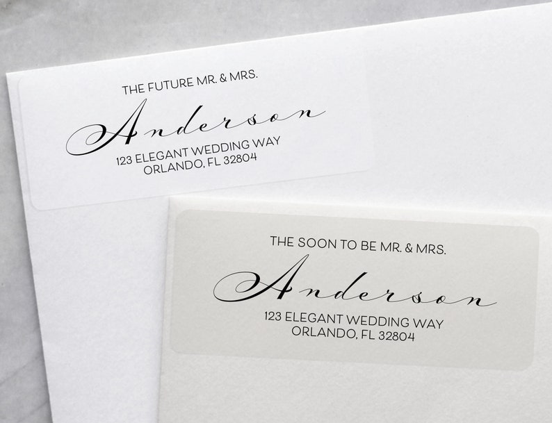 Future Mr and Mrs Address Labels, Soon to be Mr and Mrs Wedding Return Address Stickers, Just Engaged, Newly Engaged, Elegant image 1