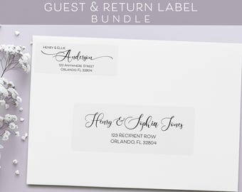 Guest Address and Return Address label bundle, Wedding, Save the Date, Graduation, Anniversary, Announcement, Invitation, Party, Shower