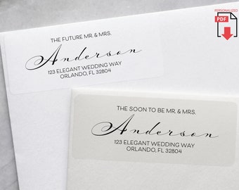 Future Mr and Mrs Address Label, Soon to be Mr and Mrs Return Address Label, Elegant Sophisticated Wedding Address Label, Personalized PDF