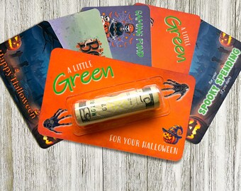 Halloween Money Holder, Unique and clever cash gift for Teen Boy or Girl, A little Green for your Halloween with Skeleton hands