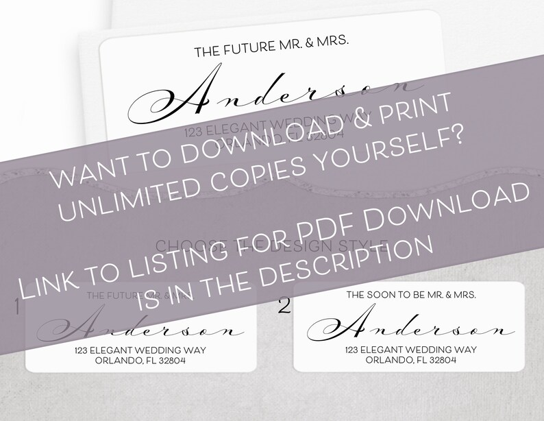 Future Mr and Mrs Address Labels, Soon to be Mr and Mrs Wedding Return Address Stickers, Just Engaged, Newly Engaged, Elegant image 6