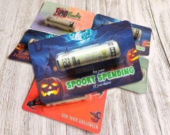Halloween Money Holder, Unique and clever cash gift for Teen Boy or Girl, Spooky Spending Cash Gift