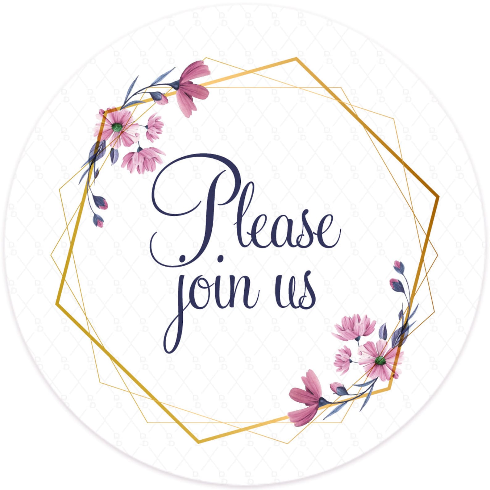 Please Join Us sticker Please Join Us floral round sticker Etsy