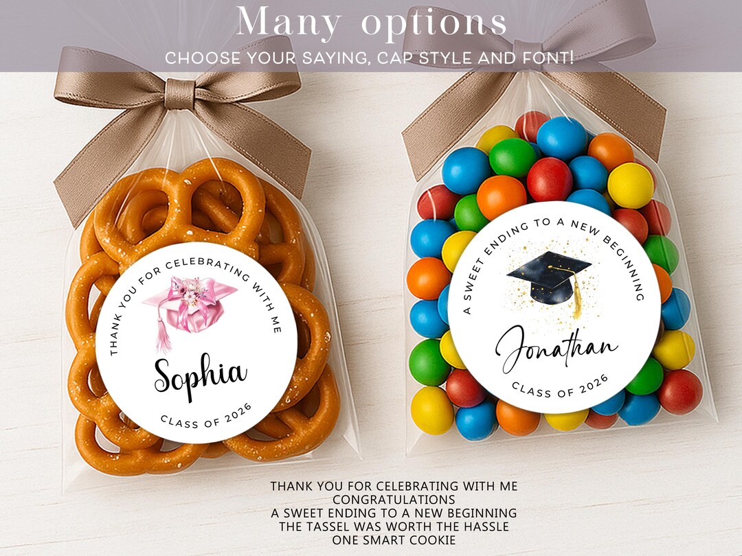 Personalized Graduation Sticker, Class of 2026 Party Favor Label, Grad ...