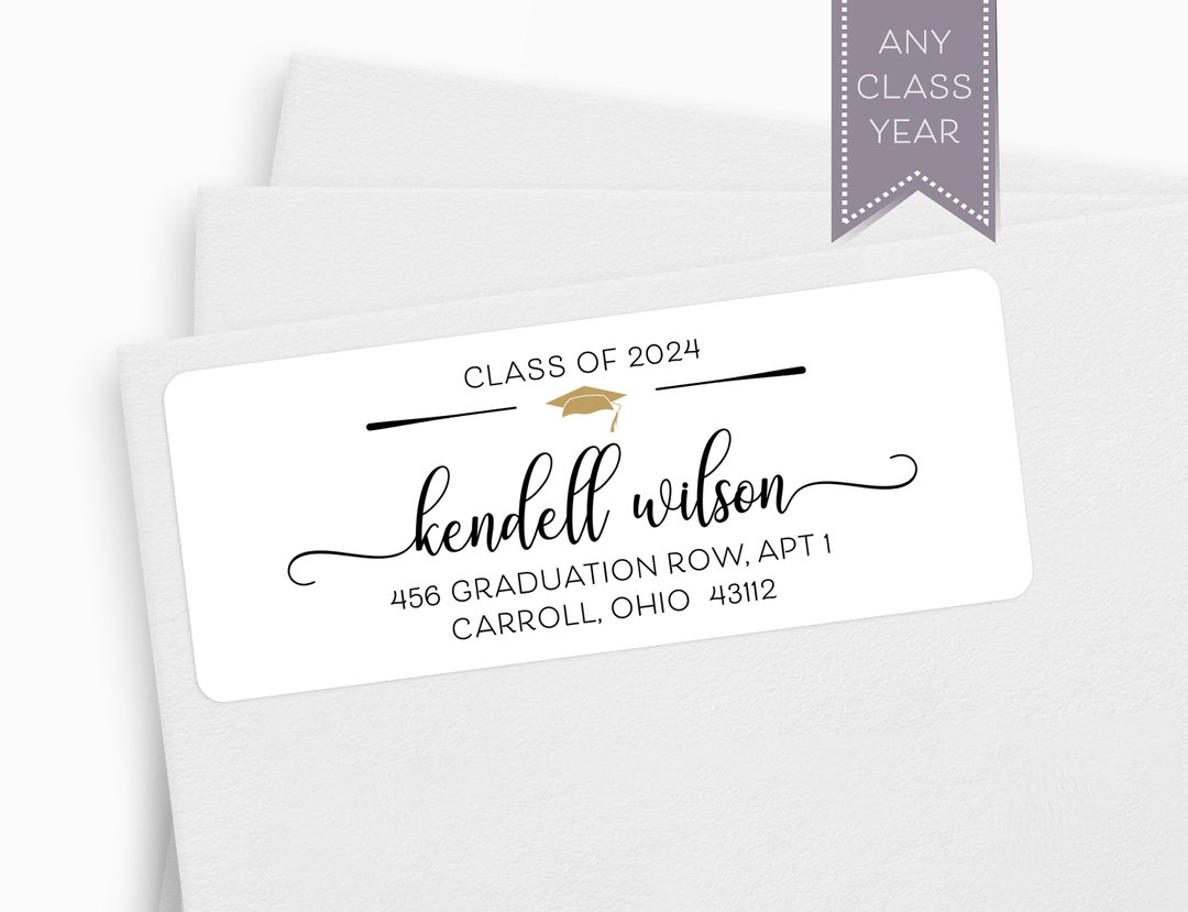Graduation Musicaddress Labels Class of 2024 Address Label, Graduation Announcement, Commencement ...