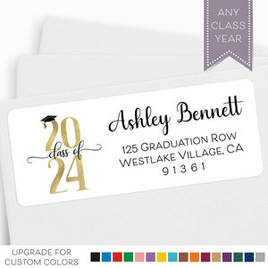 Graduation Address Label, Graduate Announcement Return Address Label, Class of 2024 Grad Party Invitation Address Sticker, Class of 2025