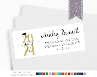 Graduation Address Label, Graduate Announcement Return Address Label, Class of 2024 Grad Party Invitation Address Sticker, Class of 2025