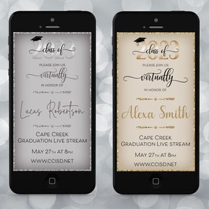 Graduation Virtual Invitation, Graduation Live stream Invite, Class of 2023 Digital Invitation for Streaming Graduations, Grad Ceremony