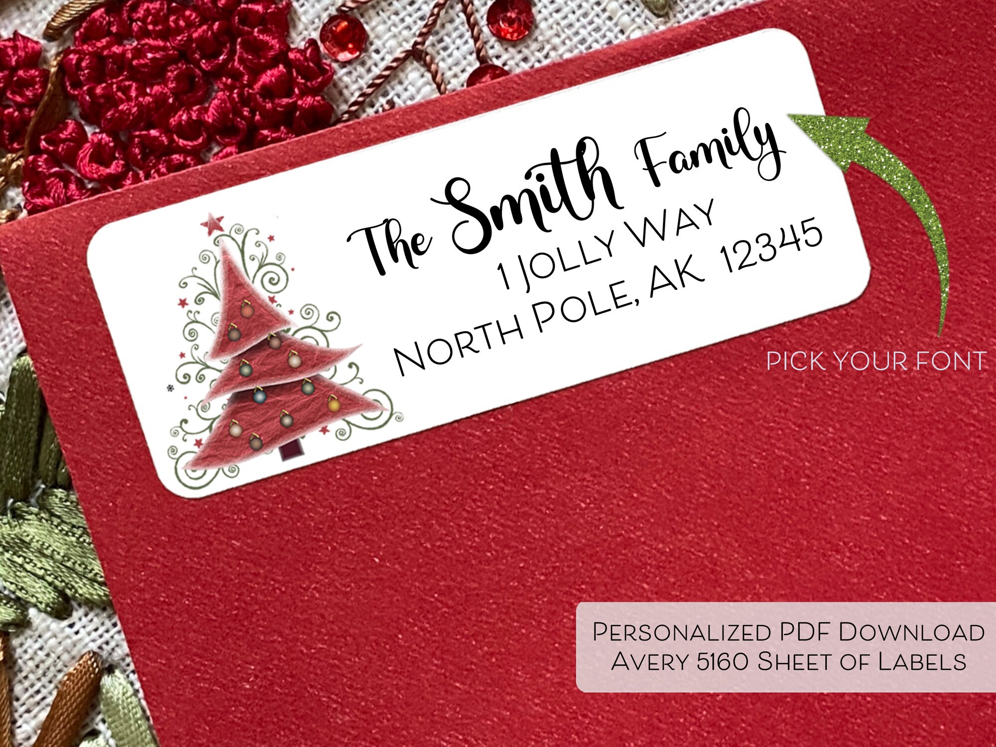 Christmas Personalized Return Address Labels Printable Avery Etsy