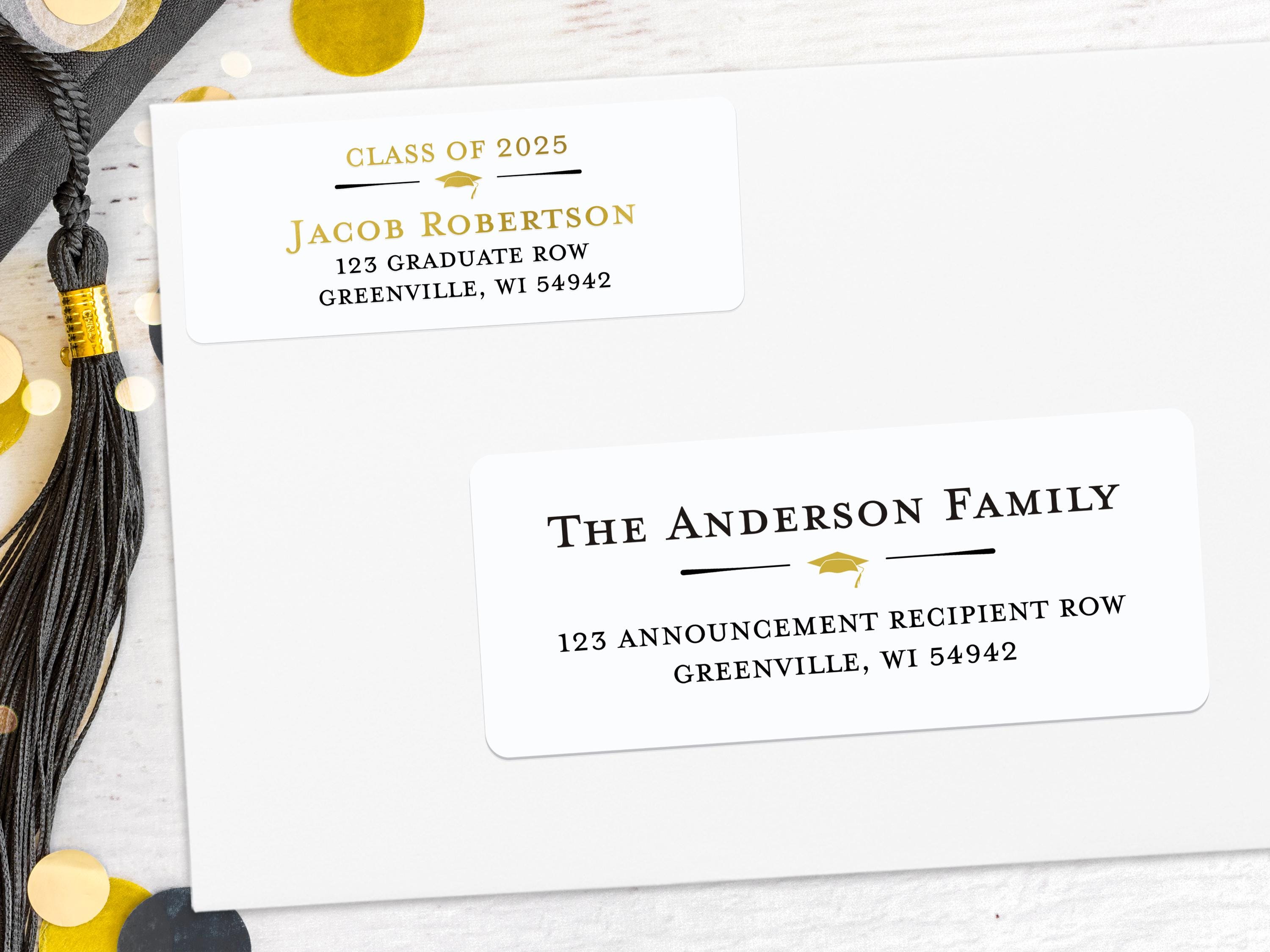 Graduation Music Address Labels Graduation Address Label, Graduate Announcement Return Address Label ...