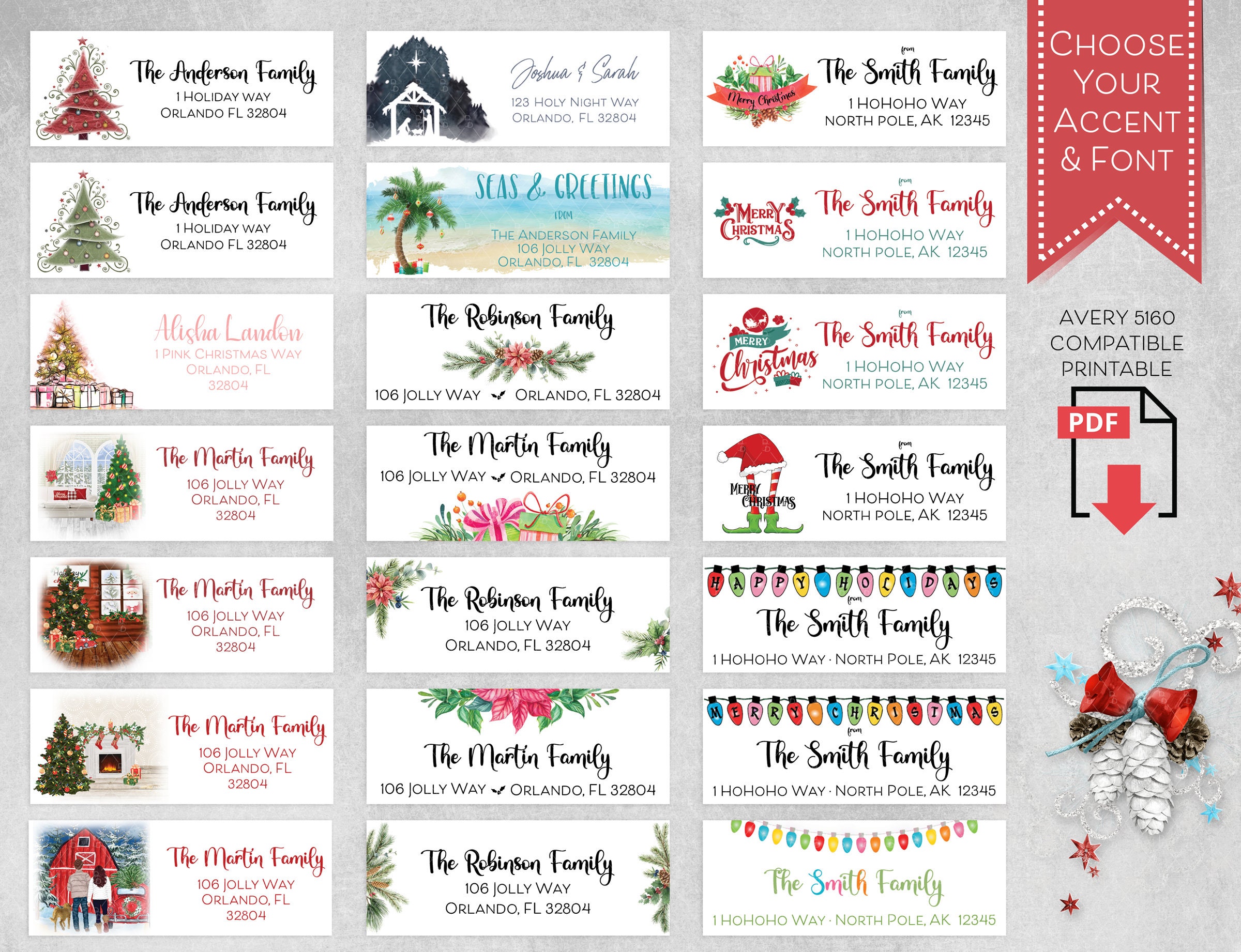 Editable Christmas Address Labels, Christmas Gift Tags Printable