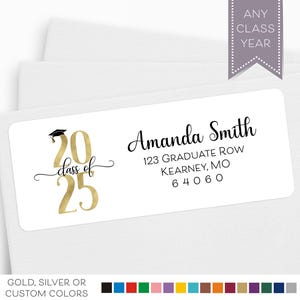 Graduation Address Label, Graduate Announcement Return Address Label, Class of 2025 Grad Party Invitation Address Sticker, Class of 2026