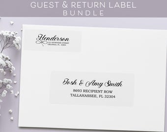 Guest Address and Return Address label bundle, Wedding, Save the Date, Graduation, Anniversary, Announcement, Invitation, Party, Shower