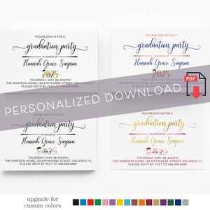 Class of 2025 Graduation Party Insert Card Download, Grad Insert Card Printable PDF, Class of 2026, Black Gold, School Colors