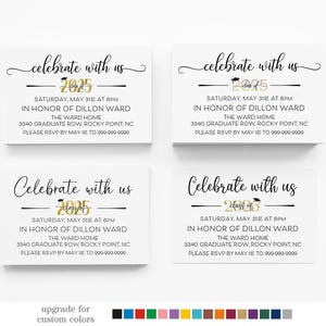 Graduation Party Insert Card, Grad Enclosure Card, Class of 2025 Graduation Insert, Celebrate With Us, Black Silver, School Colors, 2026